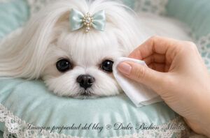 Limpieza del lagrimal del Bichón Maltés
